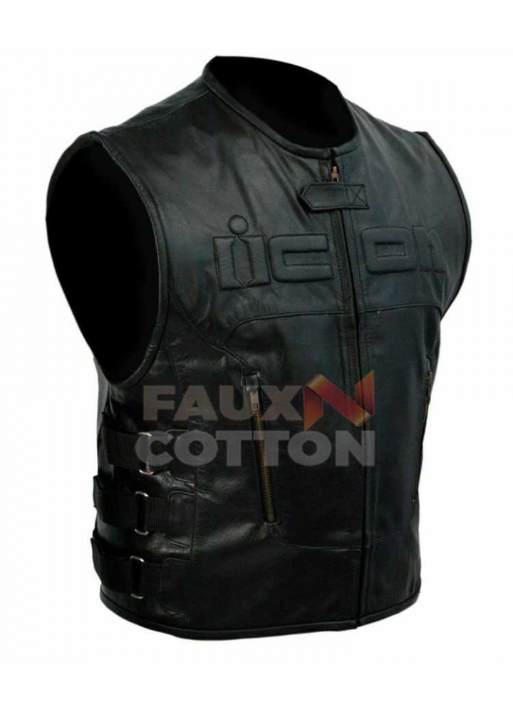 Skull Regulator Icon Biker Black Leather Vest Skull Regulator Icon Biker Black Leather Vest