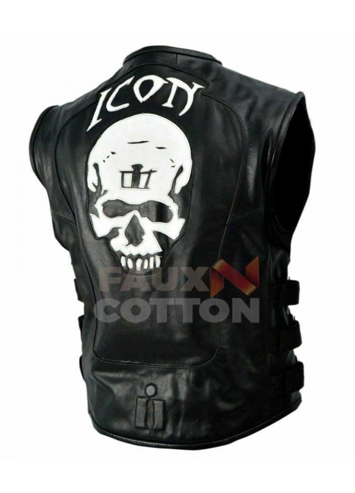 Skull Regulator Icon Biker Black Leather Vest Skull Regulator Icon Biker Black Leather Vest
