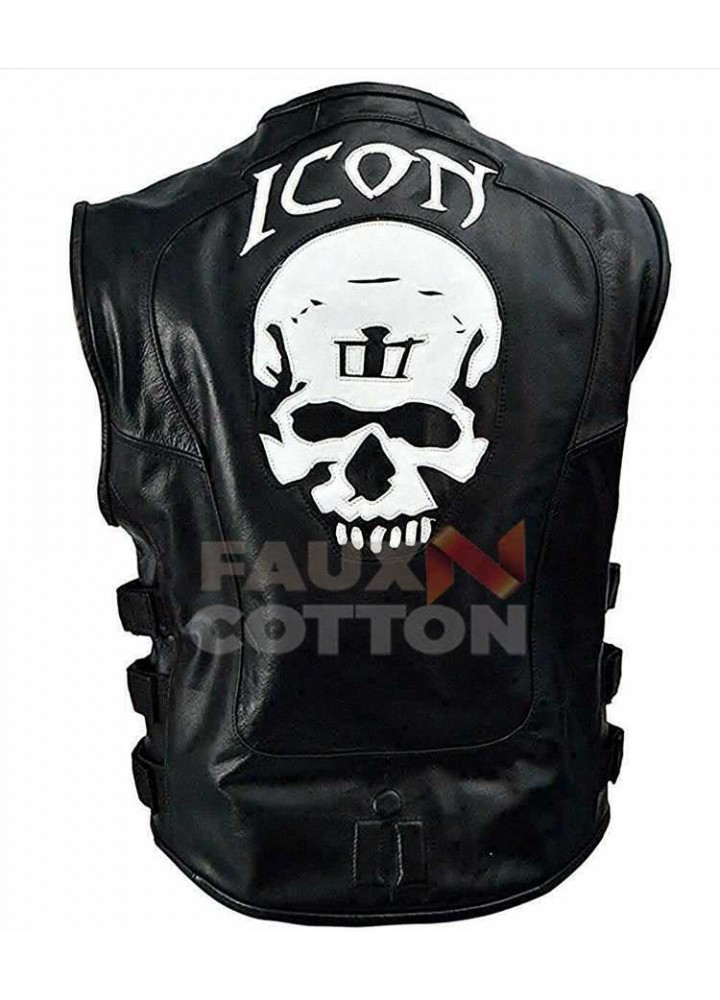 Skull Regulator Icon Biker Black Leather Vest Skull Regulator Icon Biker Black Leather Vest