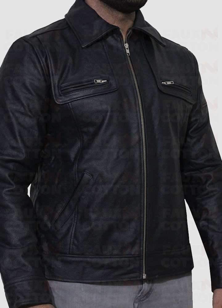 Vintage Cafe Racer Black Leather Jacket