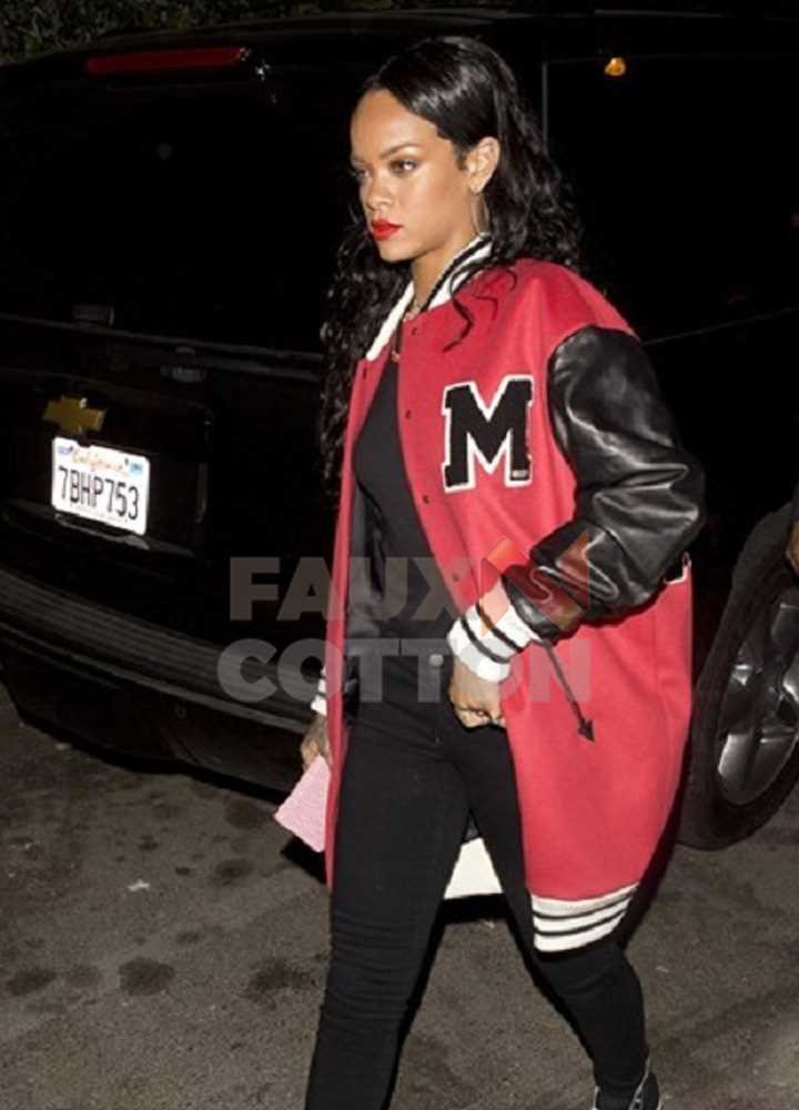 Singer Rihanna Long Varsity Coat