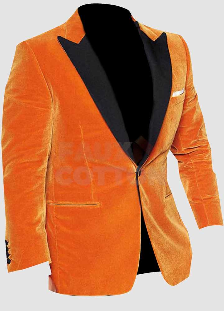 Kingsman 2 Taron Egerton (Eggsy) Orange Tuxedo Blazer
