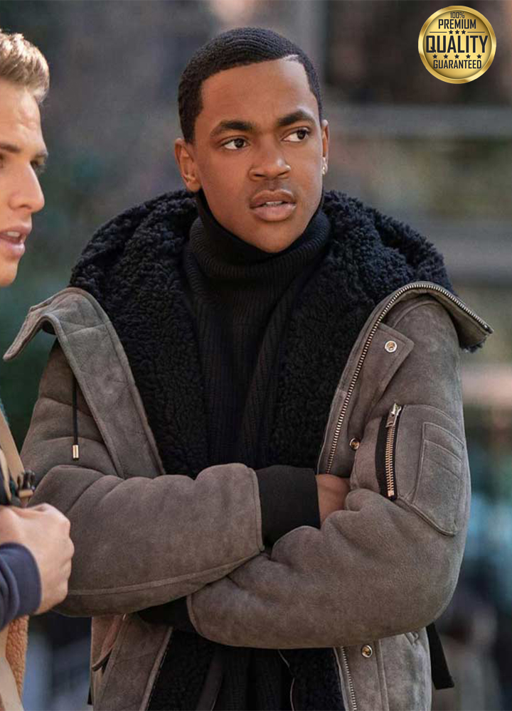 Power Book II Ghost Michael Rainey Jr. ( Tariq St. Patrick ) Brown Shearling Jacket