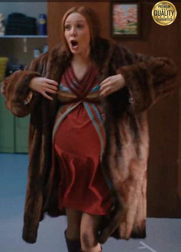 WandaVision Wanda Maximoff Brown Shearling Coat